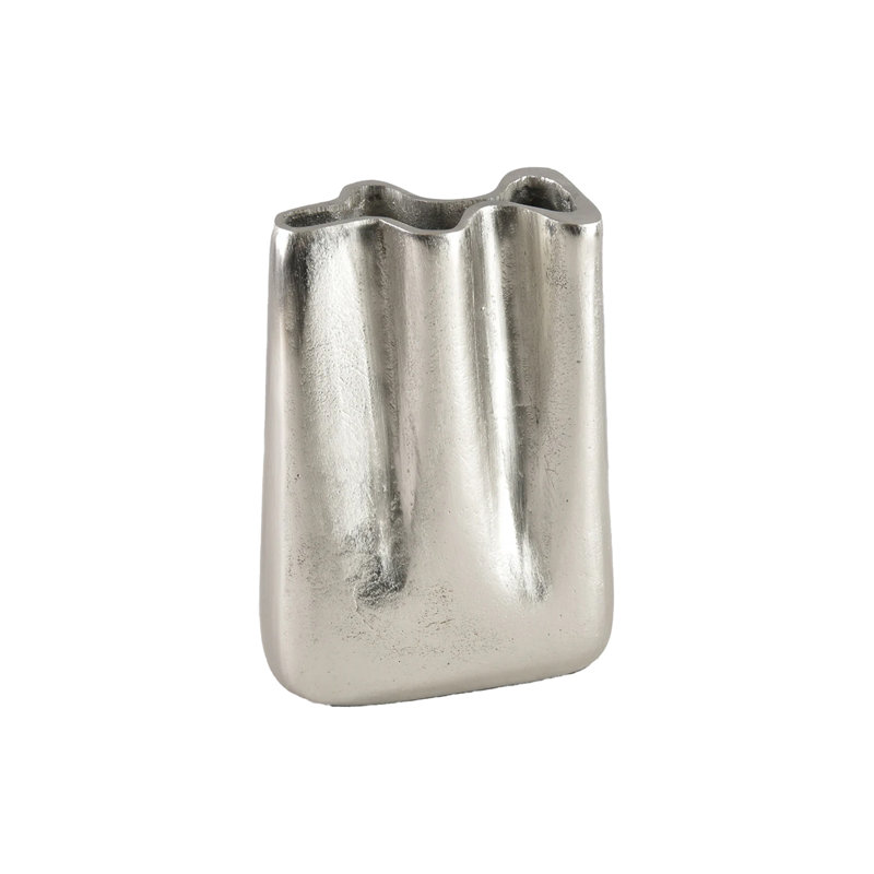  Savona Aluminum Wave Vase, Tabletop Centerpiece, Flower Arrangement, Decor Accent For Home, Office, Wedding, Events, Gift Idea, 5.5" Long, 3" Wide & 8" Tall