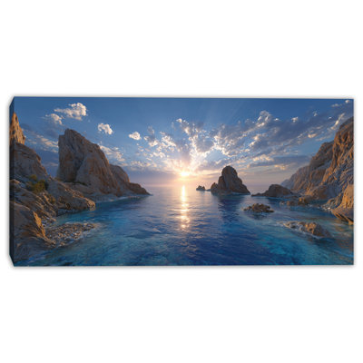 Golden Coast Sunrise Wrapped Canvas Wall Art