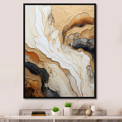Or et rivière de marbre blanc II - impressions sur toile abstraites