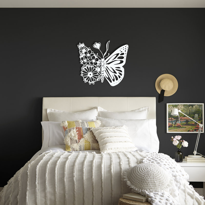 Art floral floral, L 32 po x H 28,5 po, Noir