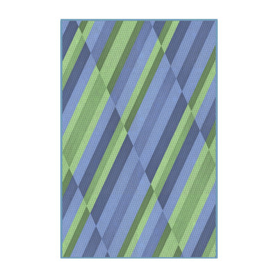 Tapis bleu/vert tissé à la machine