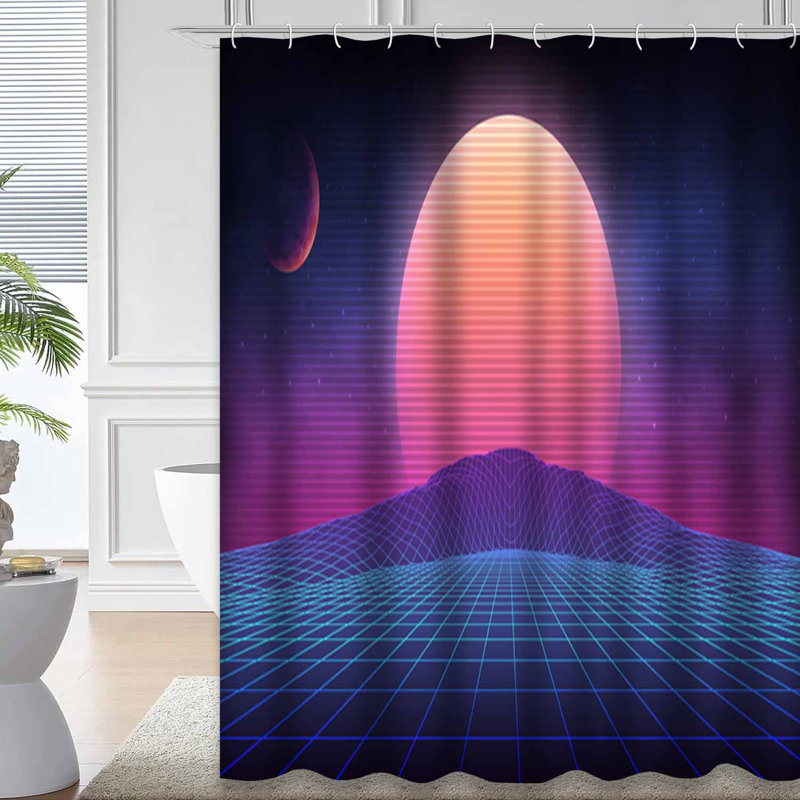 Rideau de douche Futuristic Retro Landscape, L 72 po x l 78 po