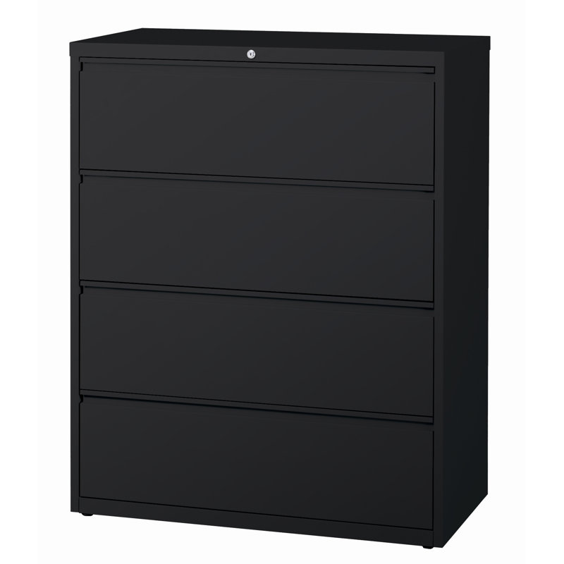 Harietta 42'' Wide 4 -Drawer Steel File Cabinet, Black