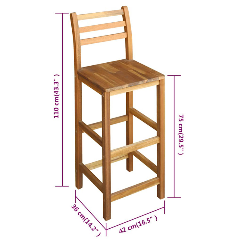 Bar Stool Bar Seat Counter Height Stool for Kitchen Pub Solid Wood, 2