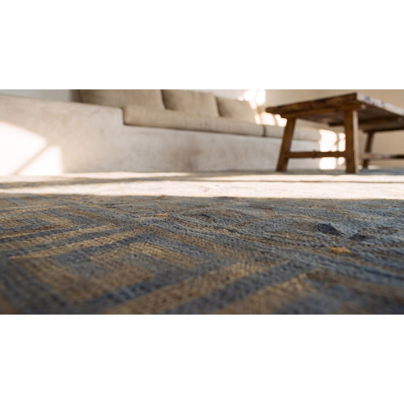 Soft Color Antique Oversized Geometric Floral Pattern Indian Dhurrie Rug