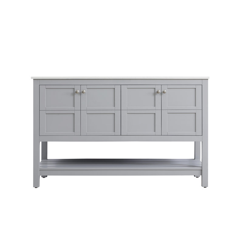 54 inch Double Bathroom Vanity in White, Grey