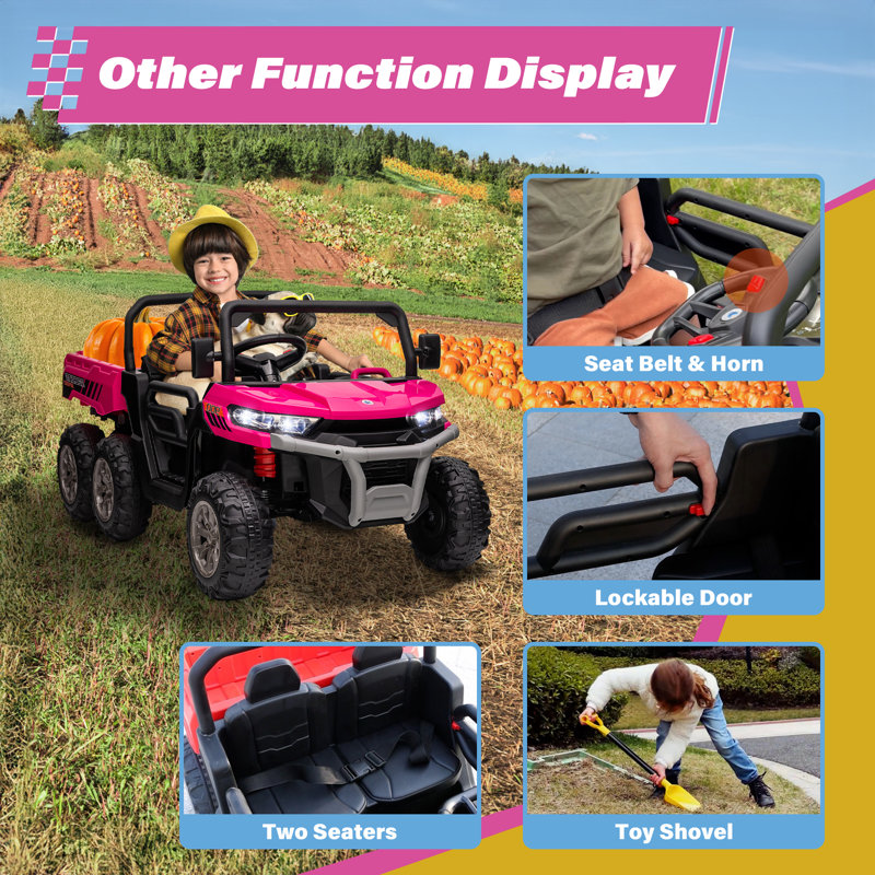 Pink 24V Kids Ride-On Truck with Remote Control and Electric Dump Bed