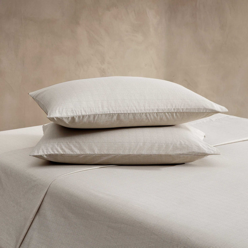 Calvin Klein Washed Cotton Percale Sheet Set, Queen Sheet Set with 2 Pillowcases, Cream