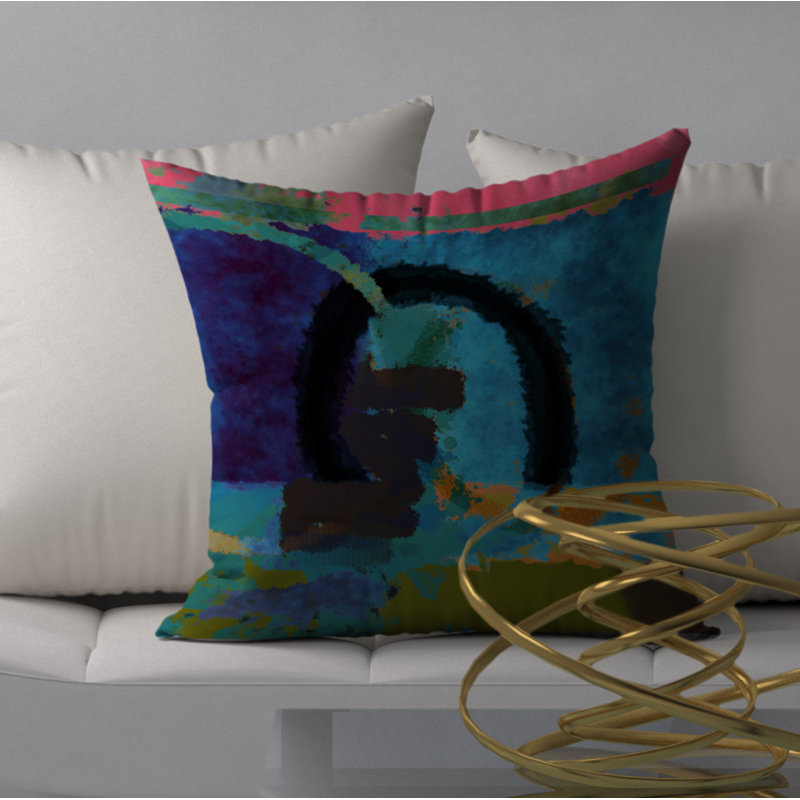 Active Abstract Reversible Throw Pillow, 24" x 24"