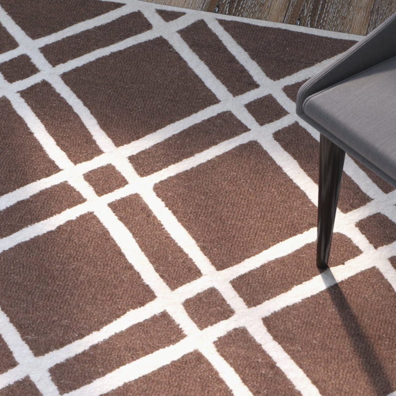 Ellicott Hand Tufted Wool Geometric Rug, Square 8'