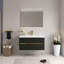 Meuble-lavabo mural 42 po avec lavabo, armoire de rangement flottante avec comptoir en résine de pierre et tiroirs à fermeture en douceur entièrement assemblés