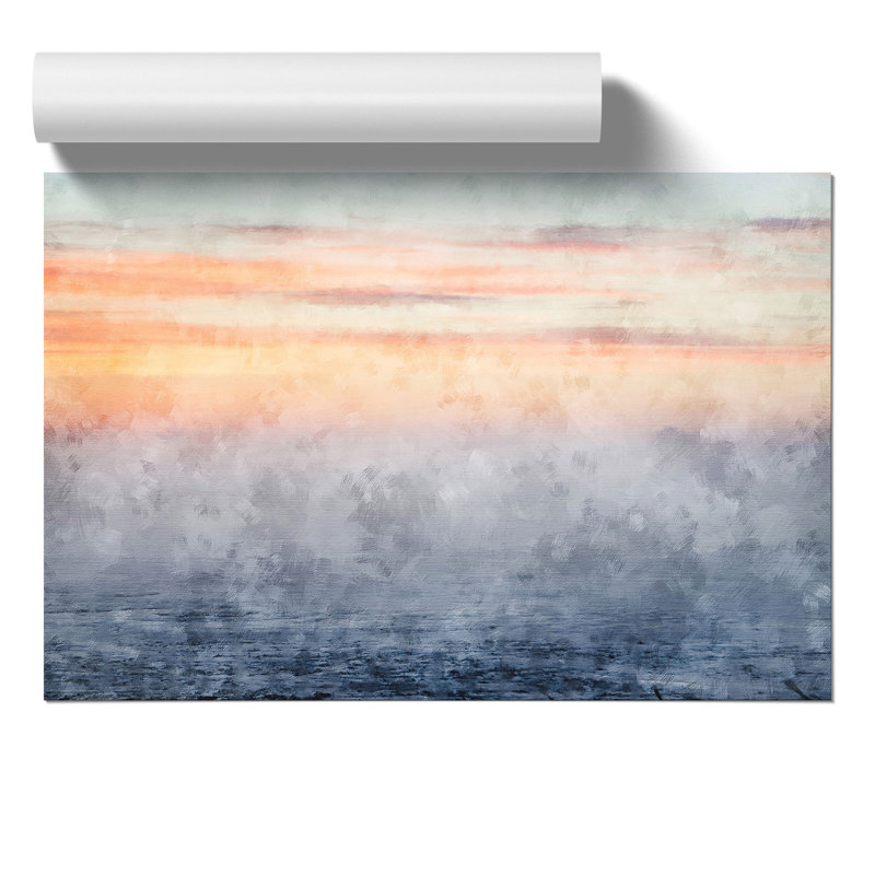 Peach Landscape Painting - Frameless Print, 42cm H x 59cm W x 0.1cm D