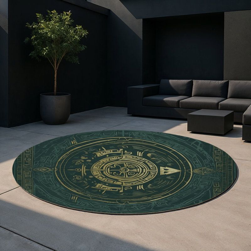 Silent Watcher Indoor And Outdoor Area Rug, Round 5'