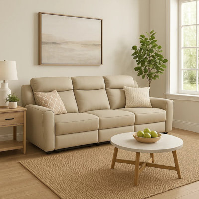 Canapé Cobe, fauteuil inclinable manuel, 41 po, bois massif, cuir fleur