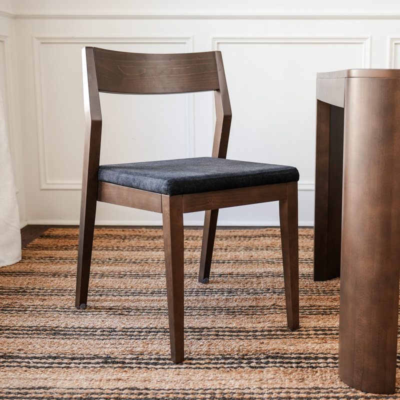 Modern Solid Wood Dining Chair with Upholstered Cushion (2 Pack), Walnut, Onyx