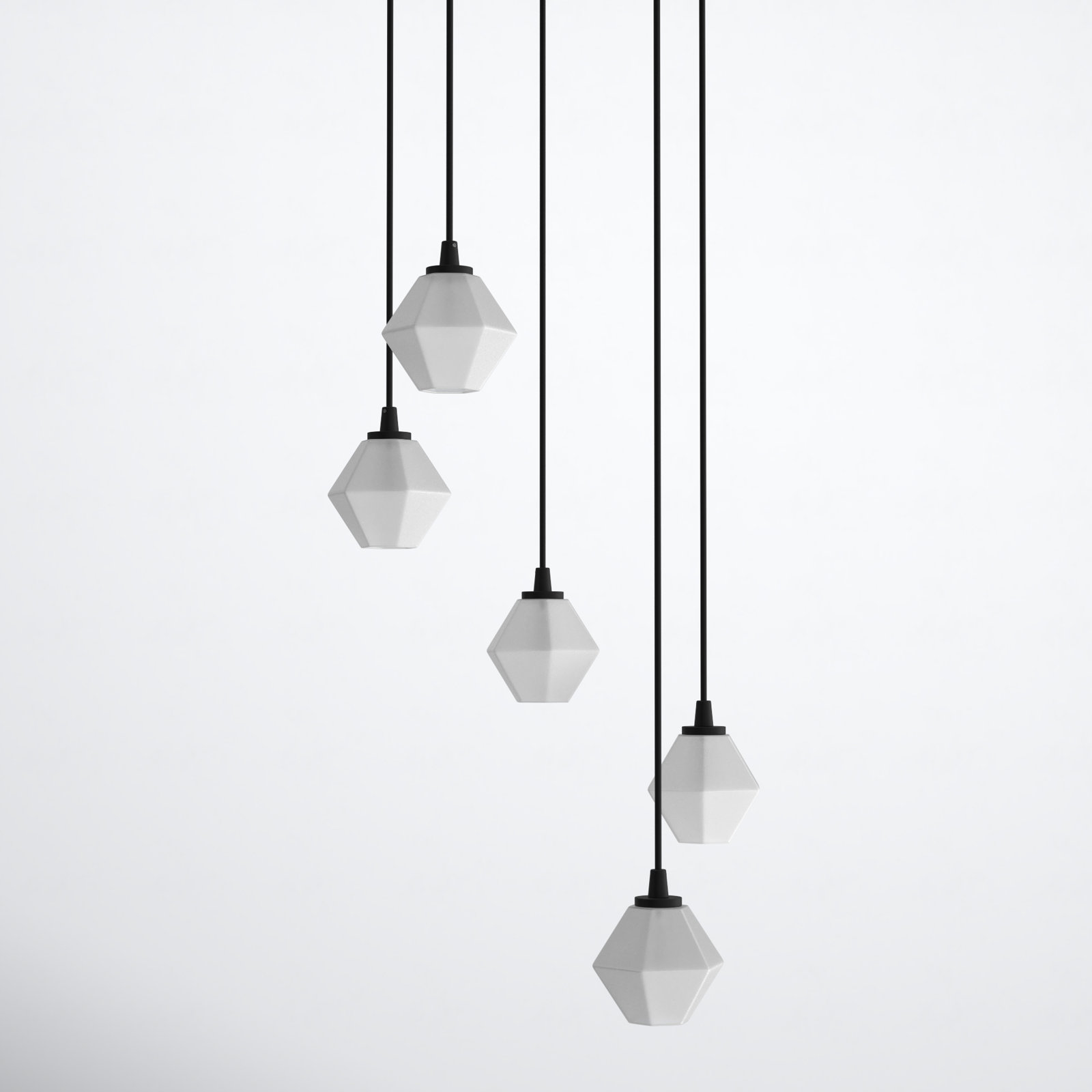 Marseille 5 - Light Dimmable Geometric Chandelier, Matte Black, Frosted