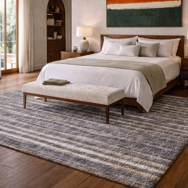 Premium Machine Washable Dream Shag ADS31 Textured Stripes Rug, 3' x 5', Brown