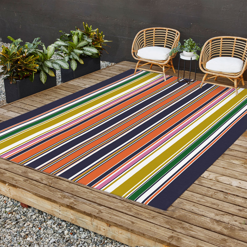 Balbino Striped Indoor / Outdoor Rug, Rectangle 8' x 10'