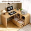 Bureau de direction 58 po en L 58 po, bureau à domicile avec tiroirs classeurs, bureau d'ordinateur avec prises de courant et tablettes de rangement-437224661