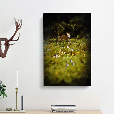 Fox In The Springtime In Abstract - Wrapped Canvas Print