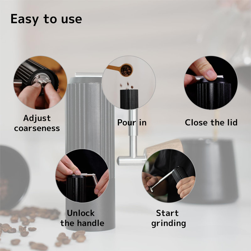 Manual Coffee Grinder With 7 Axis Stainless Steel Conical Burr Mill, Portable Hand Coffee Grinder With Foldable Handle For Espresso, Drip, French Press, Camping, Travel, Home, Black