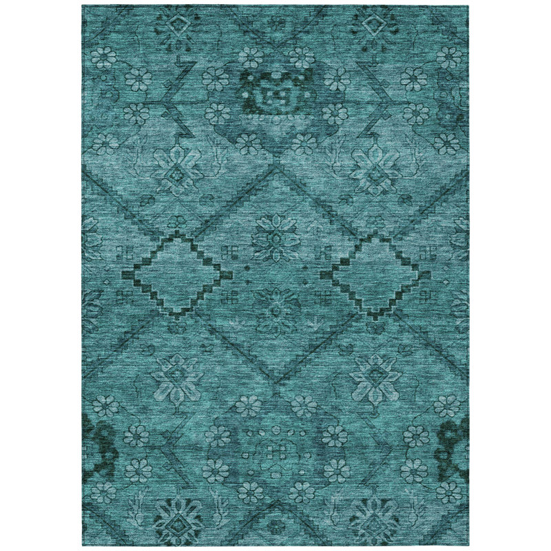 Tapis bleu sarcelle et turquoise 10 'X 14'