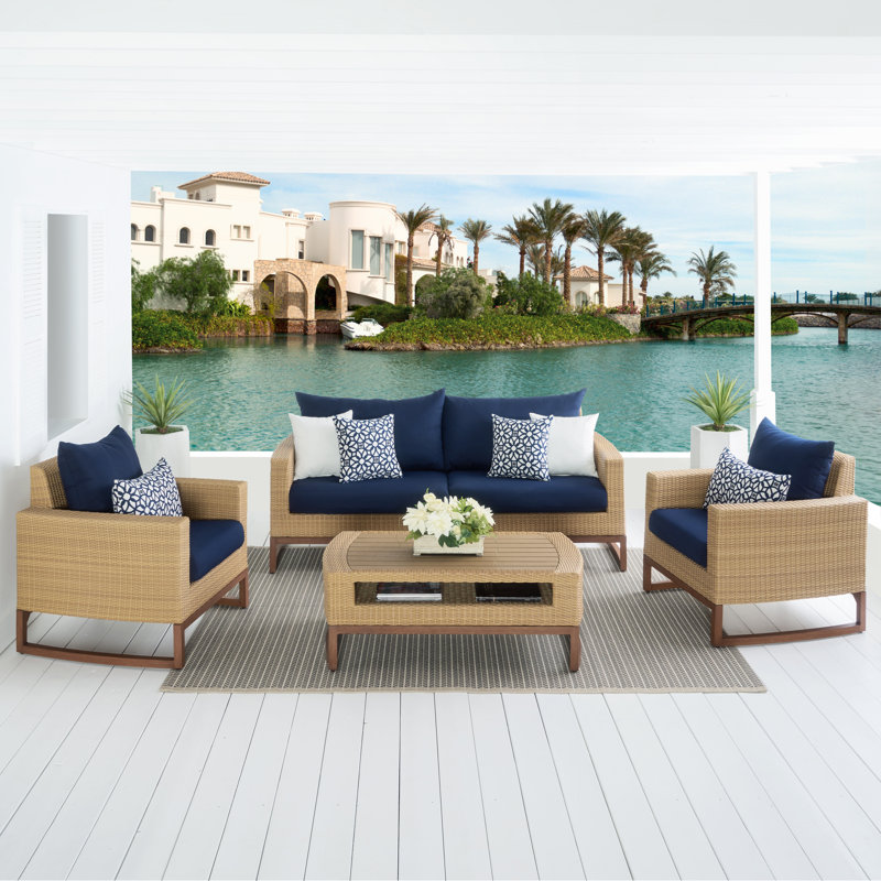 Milana Outdoor 4 - Piece Conversation Set, Canvas Heather Beige Sunbrella® Canvas