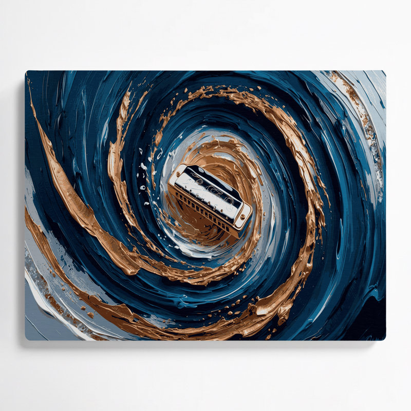 Art musical bleu Harmonica, H 20 po x l 24 po