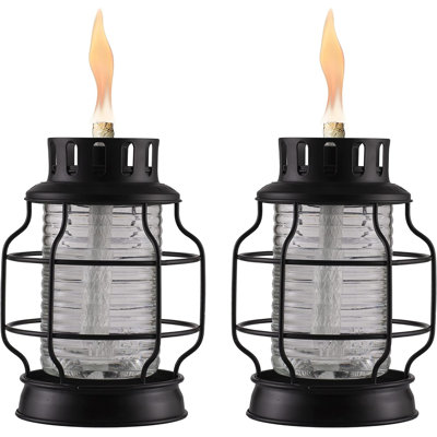 Tabletop Metal Torch Lanterns, 2-Pack, Black