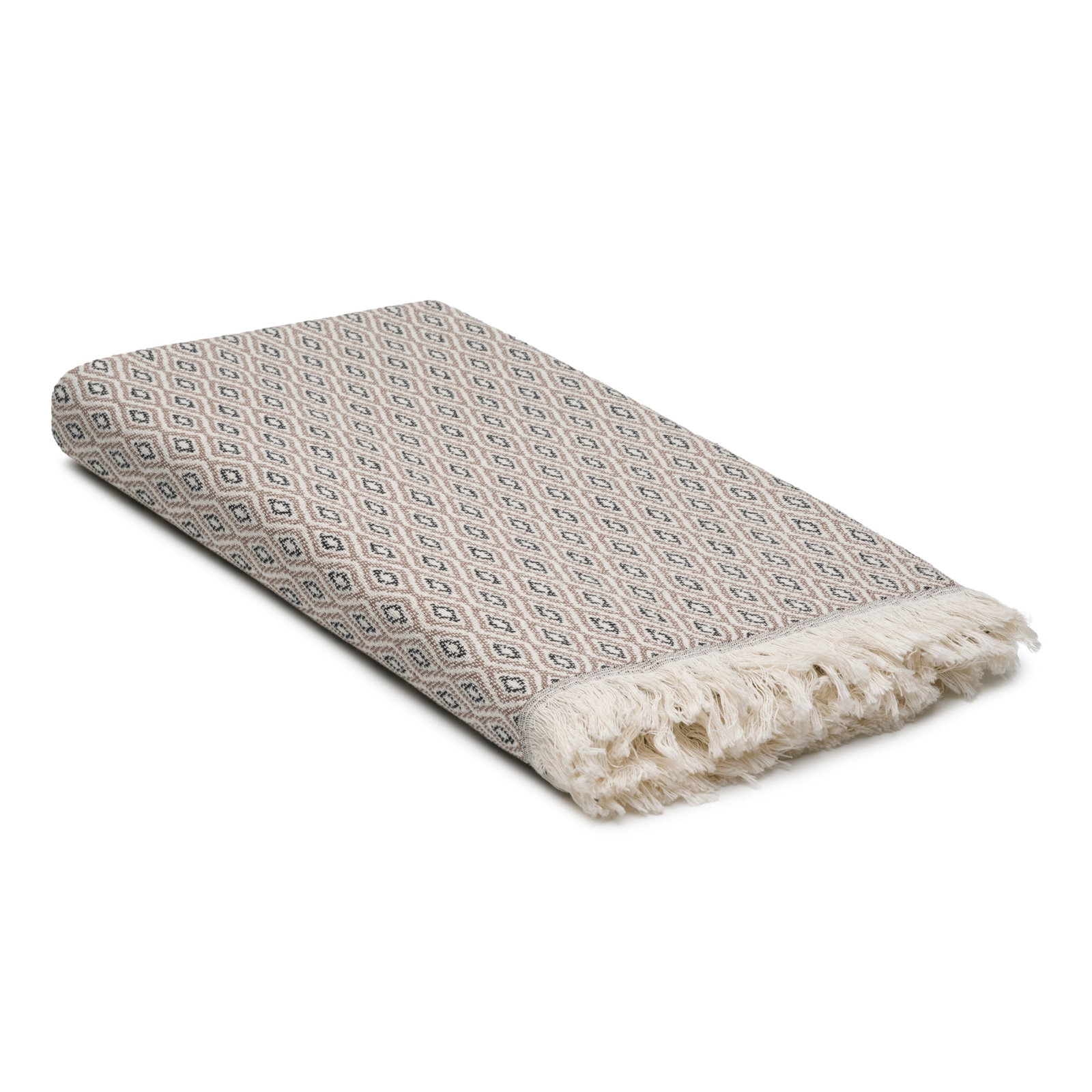 Diamond Loom Turkish Cotton Towel & Throw, Taupe Brown