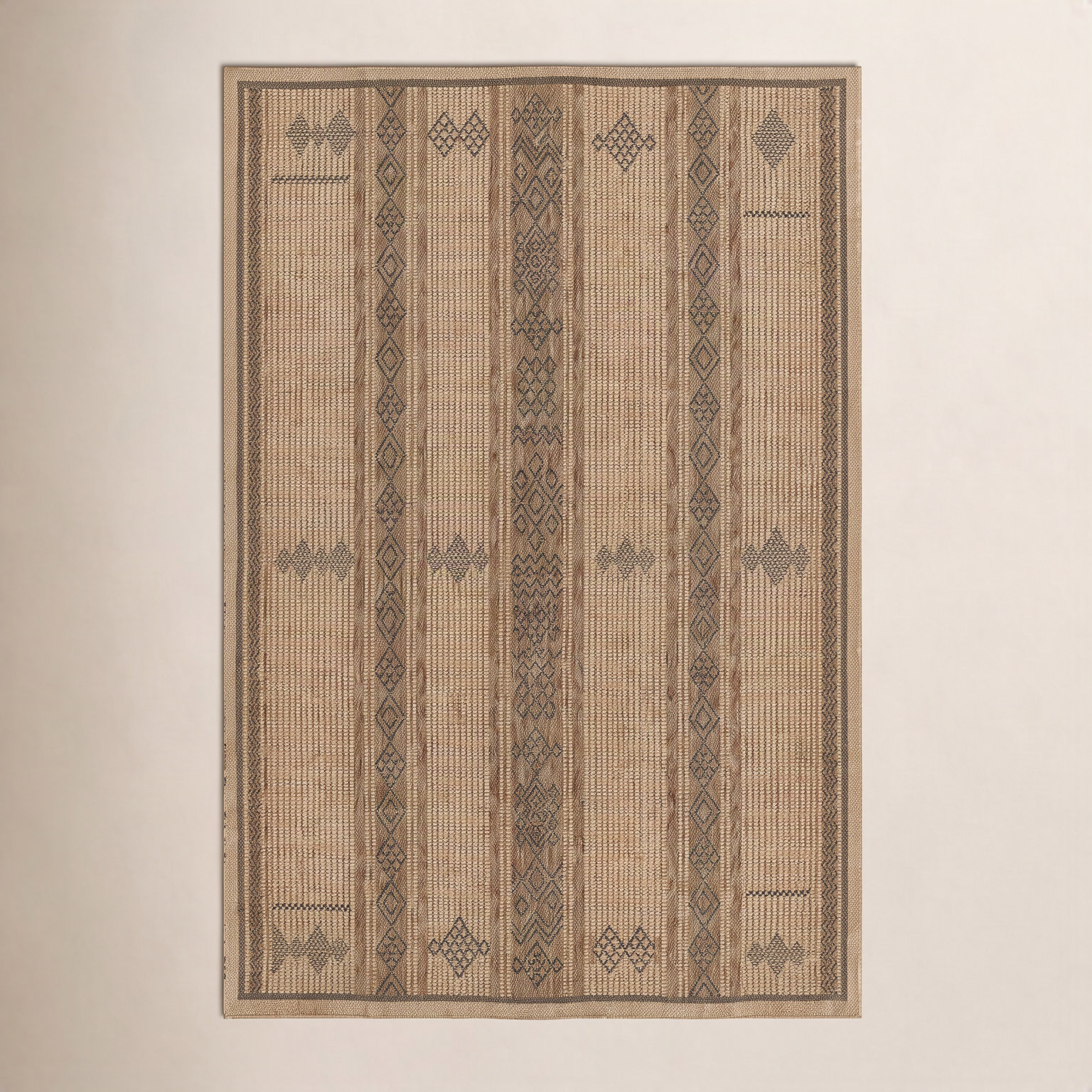 Ava Brown Beige Geometric Outdoor Rug, Rectangle 8' x 10'