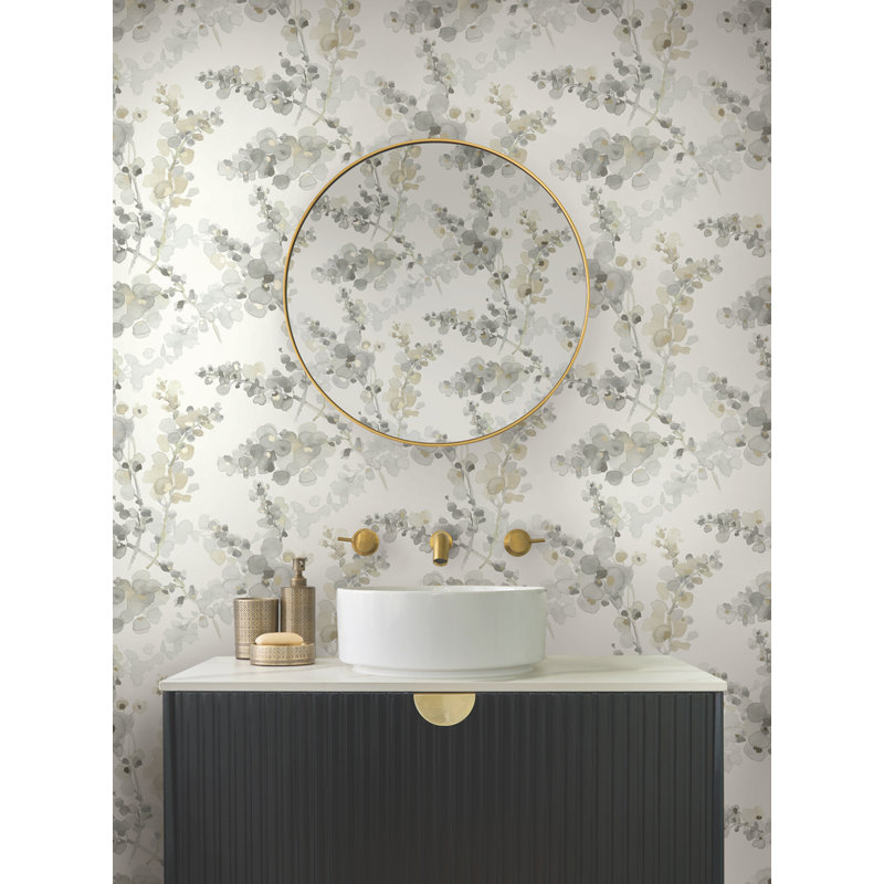 Blossom Fling Mineral Peel & Stick Wallpaper, Steel