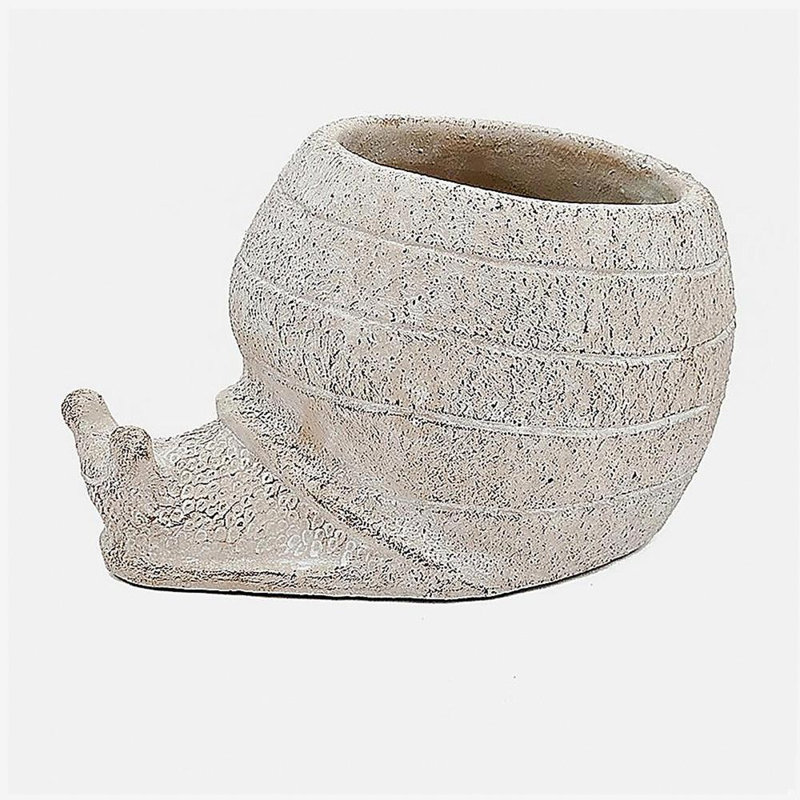 8.3x7x4.7" Decorative Sand and Cement Snail Planter with Textured Beige Finish