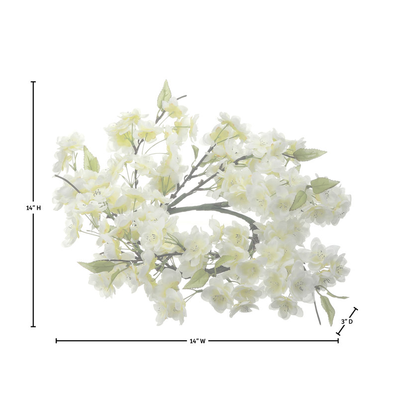 Couronne de fleurs de cerisier 14 po, Couronne de cerisier blanc
