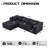Boneless Sofa, 105" Corduroy Sectional with Deep Seat, 3-Seater Boneless Couch, No Assembly Required-1149410230