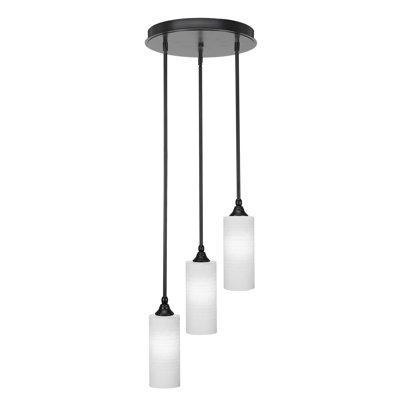 Luminaire suspendu suspendu en grappe à 3 lumières avec verre matriciel blanc 4 po Shandi