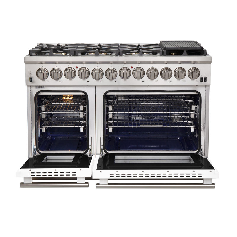 Capriasca - Cuisinière à carburant double autoportante de 30 po 4,32 pi³ avec veilleuse Titanium Professional, Blanc