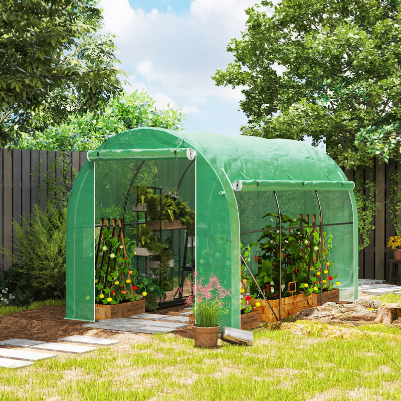 Walk-in Polytunnel Greenhouse, Upgraded Structure, 200cm H x 296cm W x 196cm D