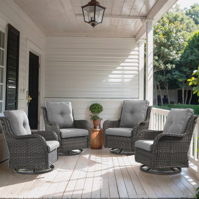 Bonia Swivel Rocker Patio Gliding Chair with Cushions (Set of 4)