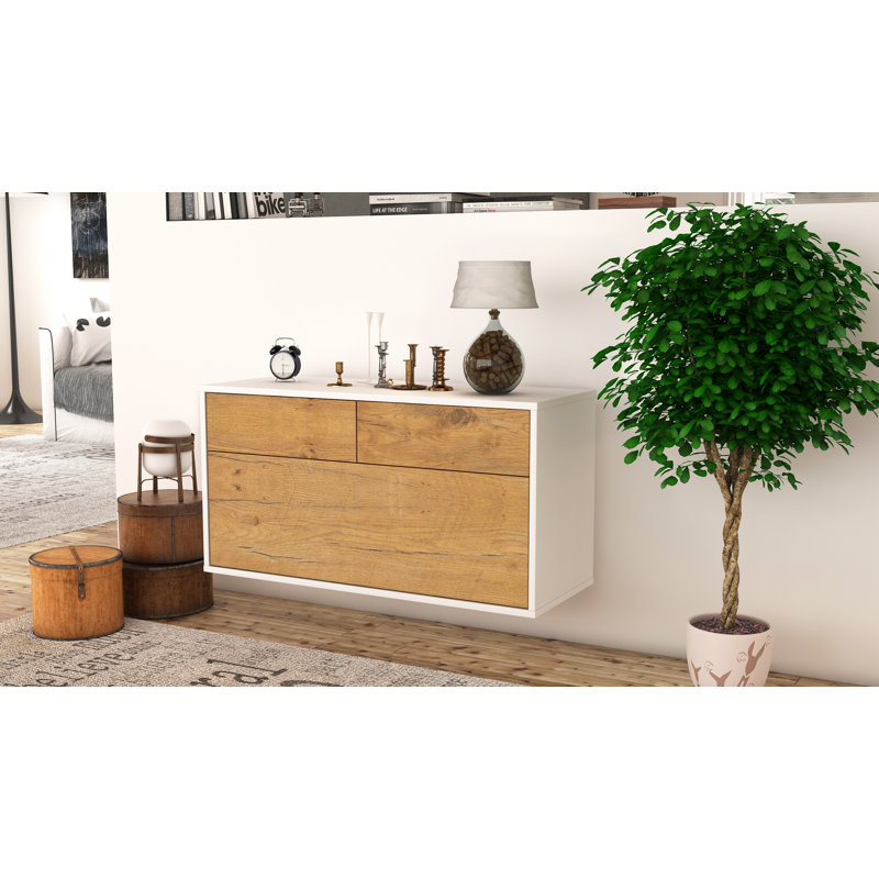 Nubell Unfinished Floating TV Stand, Oak