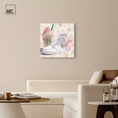 Décoration murale Stormberry Frappucino Sneaker par Art Remedy, tendue sur toile, 30 x 30