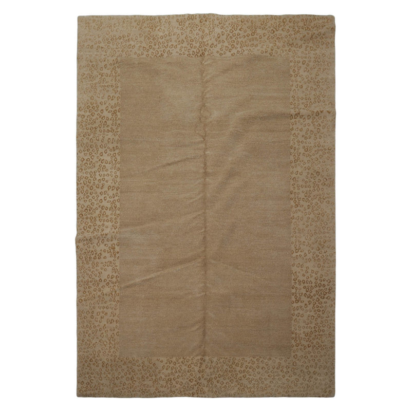 Tapis brun noué à la main de conception unique 6 pi 1 po x 9 pi