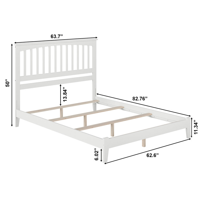 Abingt Solid Wood Foundation Bed , Queen, White