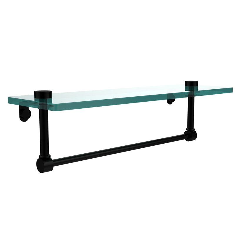 Gober Bracket Shelf with Towel Bar, 16", Matte Black
