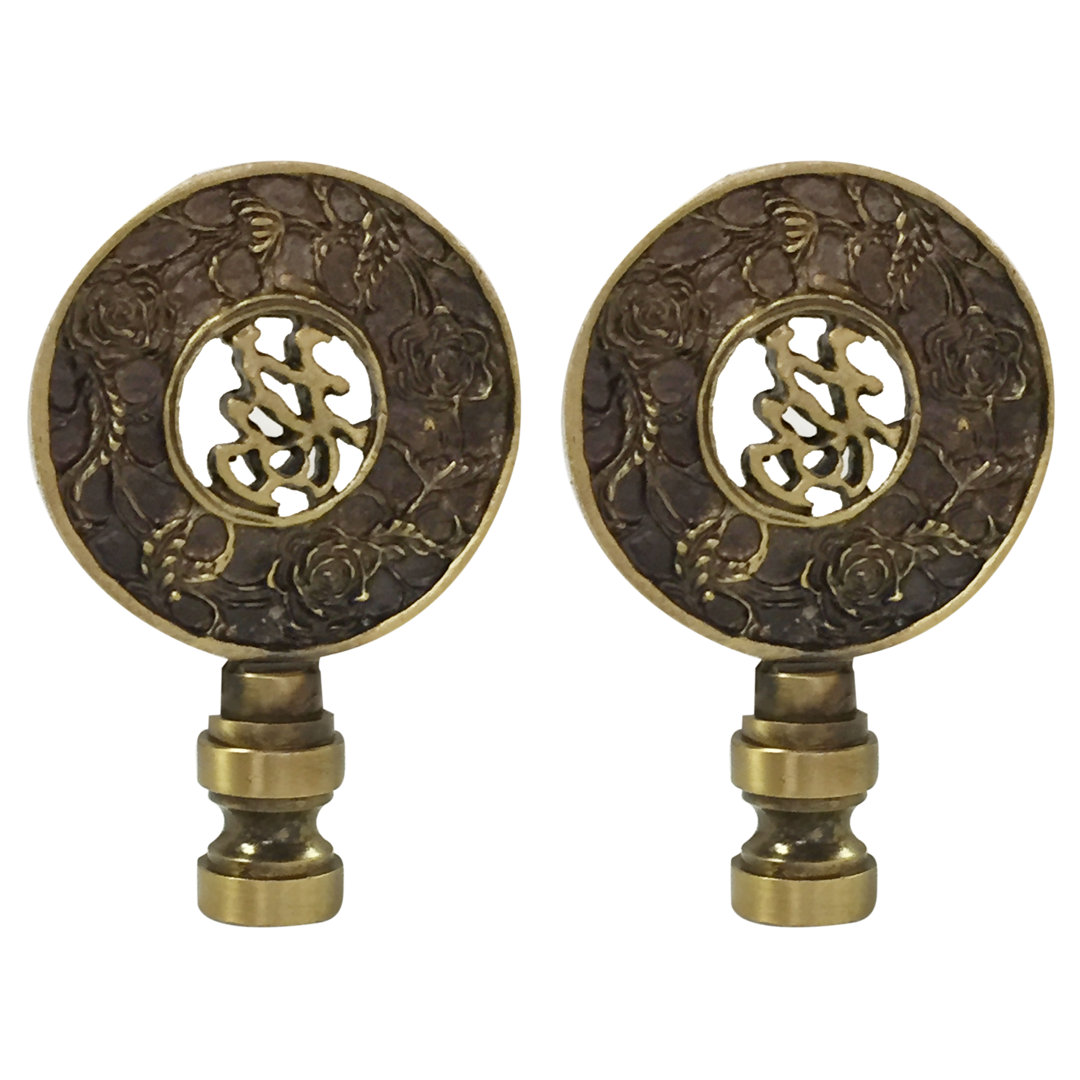 Good Fortune Oriental Motif Lamp Finial (Set of 2) Royal Designs