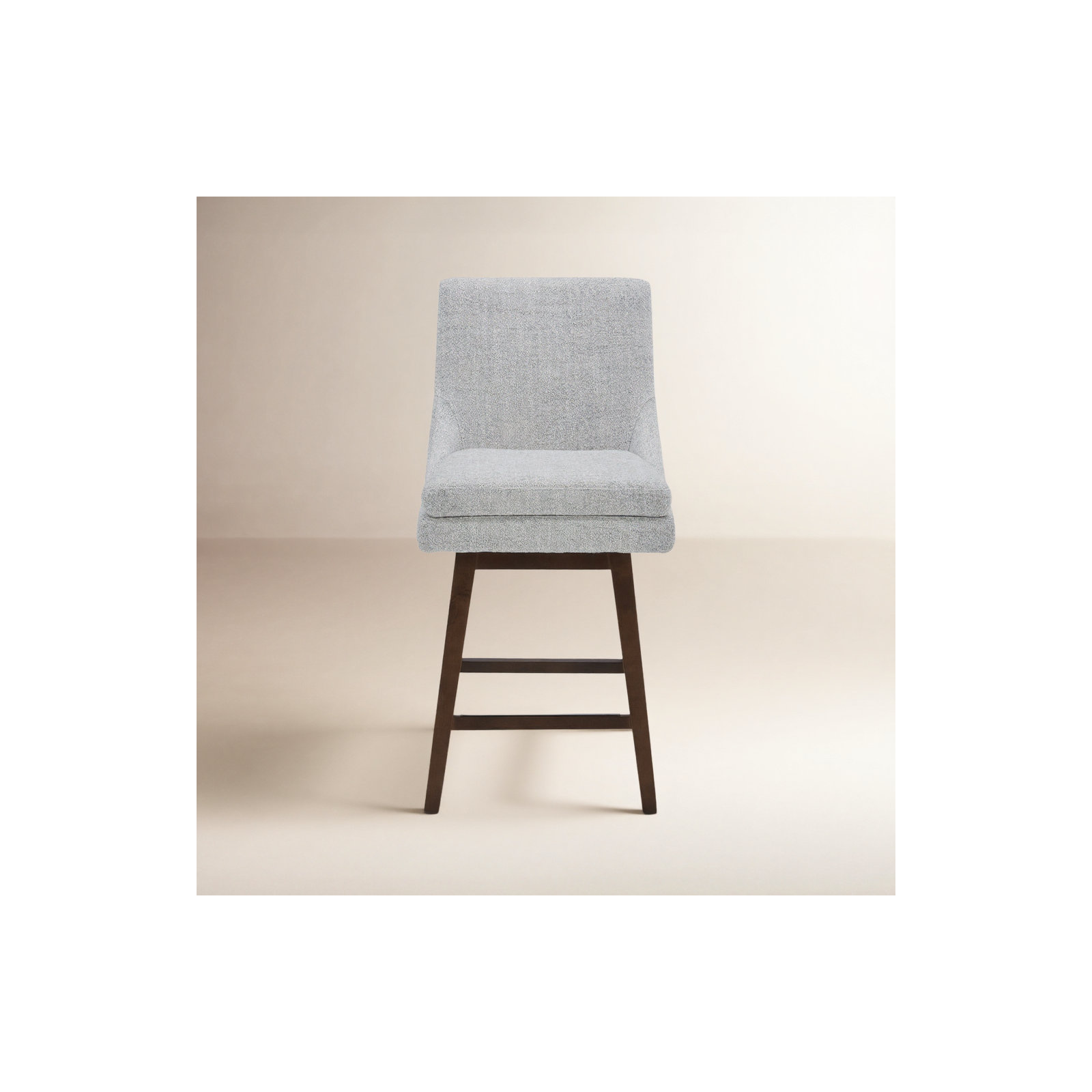 Zahara Upholstered Swivel Counter Stool, Nathan Gray Heathered/Walnut, Counter Stool (26” Seat Height)