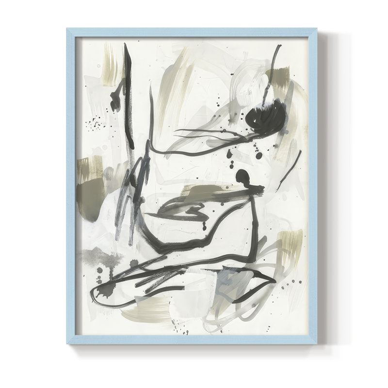«Serpentine Alphabet II», reproduction encadrée - bois massif, H 21 po x l 17 po, Bleu