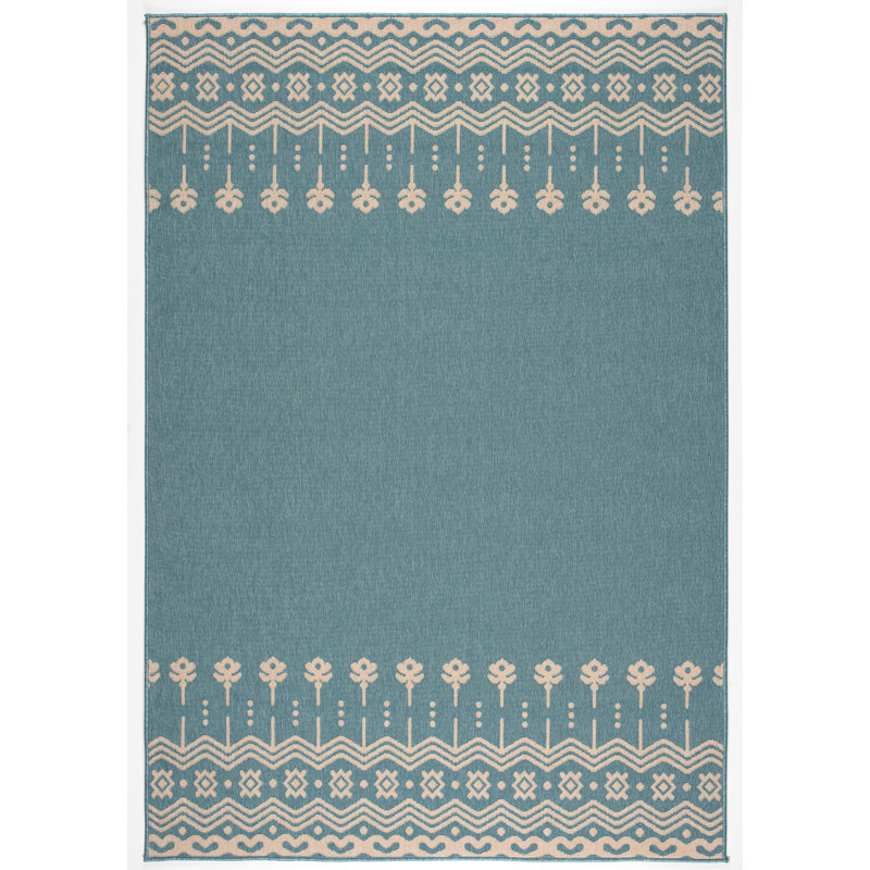 Tapis espace intérieur/extérieur bleu design Mcnear, Rectangle 5 pi 3 po x 7 pi 7 po