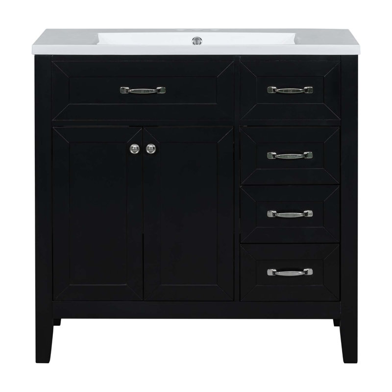 Meuble-lavabo 36 po avec lavabo et armoire de salle de bain, Noir, noir, noir, noir