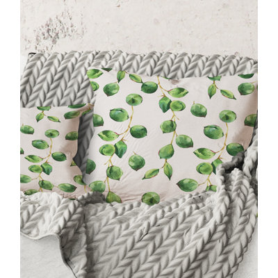 Square,Tropical Green Leaves Patern - Tropical Printed Throw Pillow
